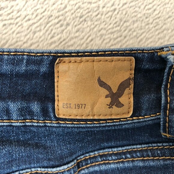 American Eagle Outfitters Womens Jeans 2 High Rise Jeggings Straight Blue Denim - Picture 12 of 14